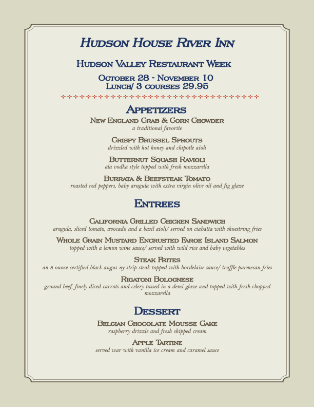 Restaurant Week Menu - Lunch